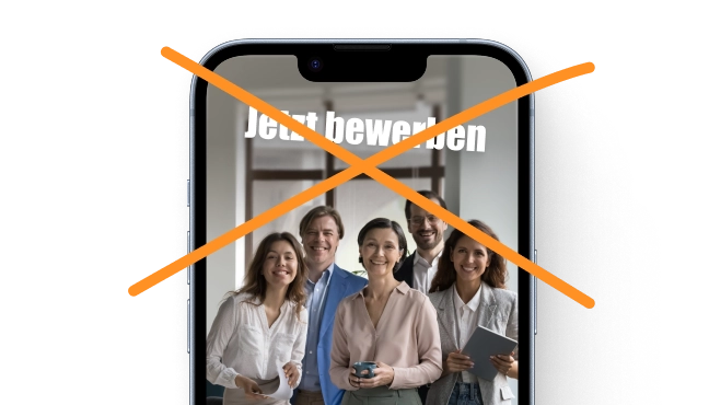 Statt wirklich zu erklären, warum jemand bei dir arbeiten sollte, veröffentlichen sie langweilige Teamfotos und schreiben: „Jetzt bewerben“ oder schalten klassische Stellenanzeigen, die keinen auf Social Media interessieren.